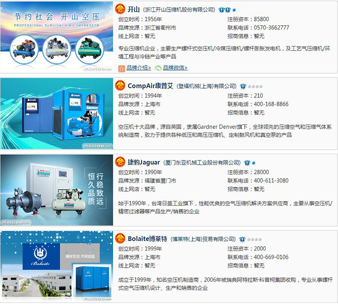2022年空压机最好的品牌排行榜2